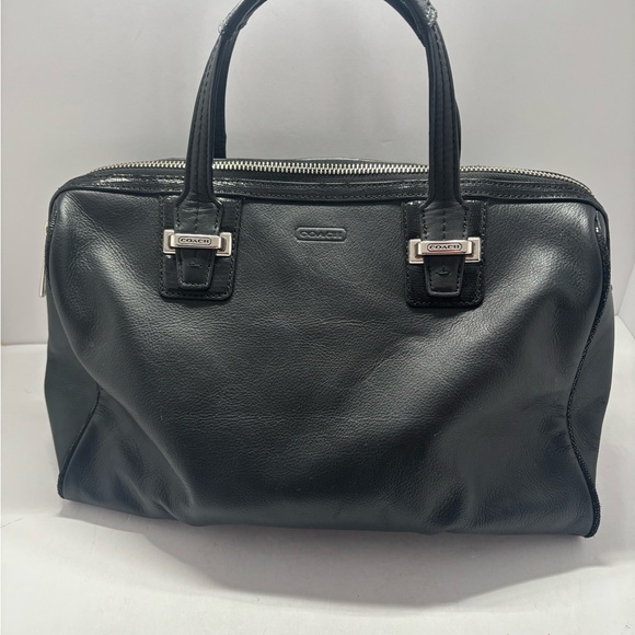 Coach Handbags - Coach Black Leather Satchel with Silver Hardware